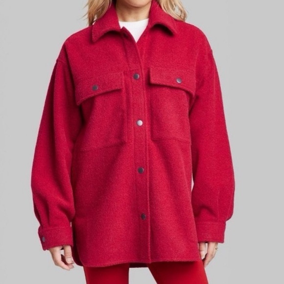 Wild Fable Cozy Shacket Red Shacket Sweater Shirt Jacket - Picture 1 of 10